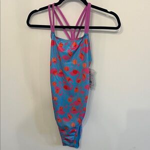 Speedo Blue and Pink Flamingo One Piece Swimsuit